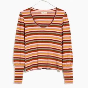 Madewell puff sleeve striped sweater top